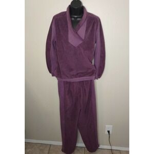VTG Pierre Lamonte Sissies Womens Sz 8 Velour Leisures Suit Loungewear USA Purp